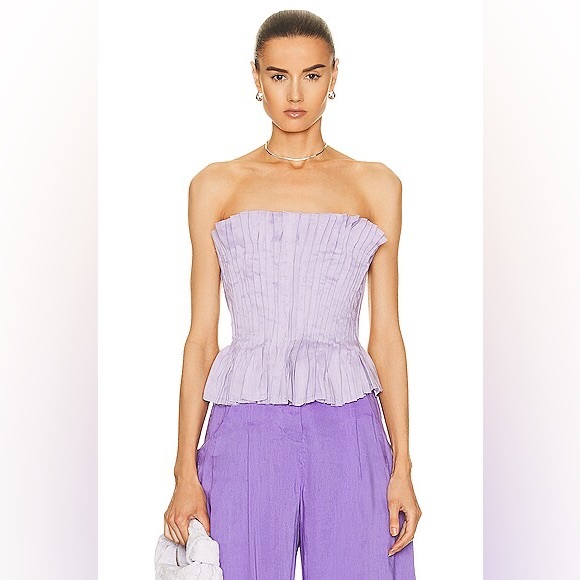 Aje White Horizon Pintucked Corset Top - Picture 2 of 8